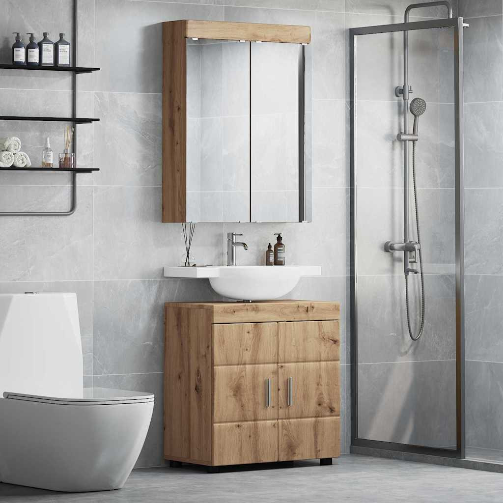 vidaXL Badezimmermöbel-Set TULUM 2 Stk. Artisan-Eiche 60 x 34 x 63 cm