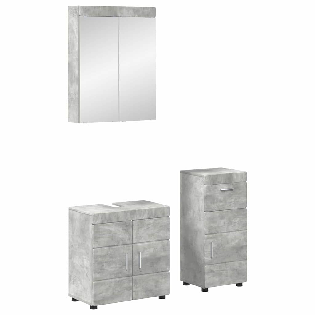 vidaXL Badezimmermöbel-Set TULUM 3 pcs Beton Grau 60 x 34 x 63 cm