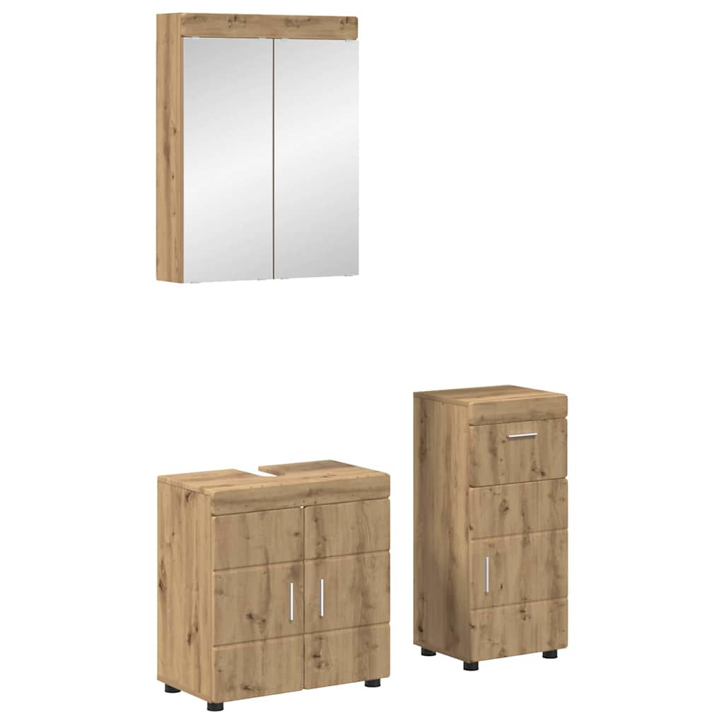 vidaXL Badezimmermöbel-Set TULUM 3 Stk. Artisan-Eiche 60 x 34 x 63 cm