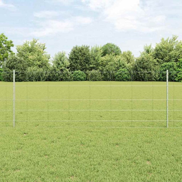 vidaXL Wildzaun mit Pfosten 50 x 0,8 m Verzinkter Stahl Silber Netz