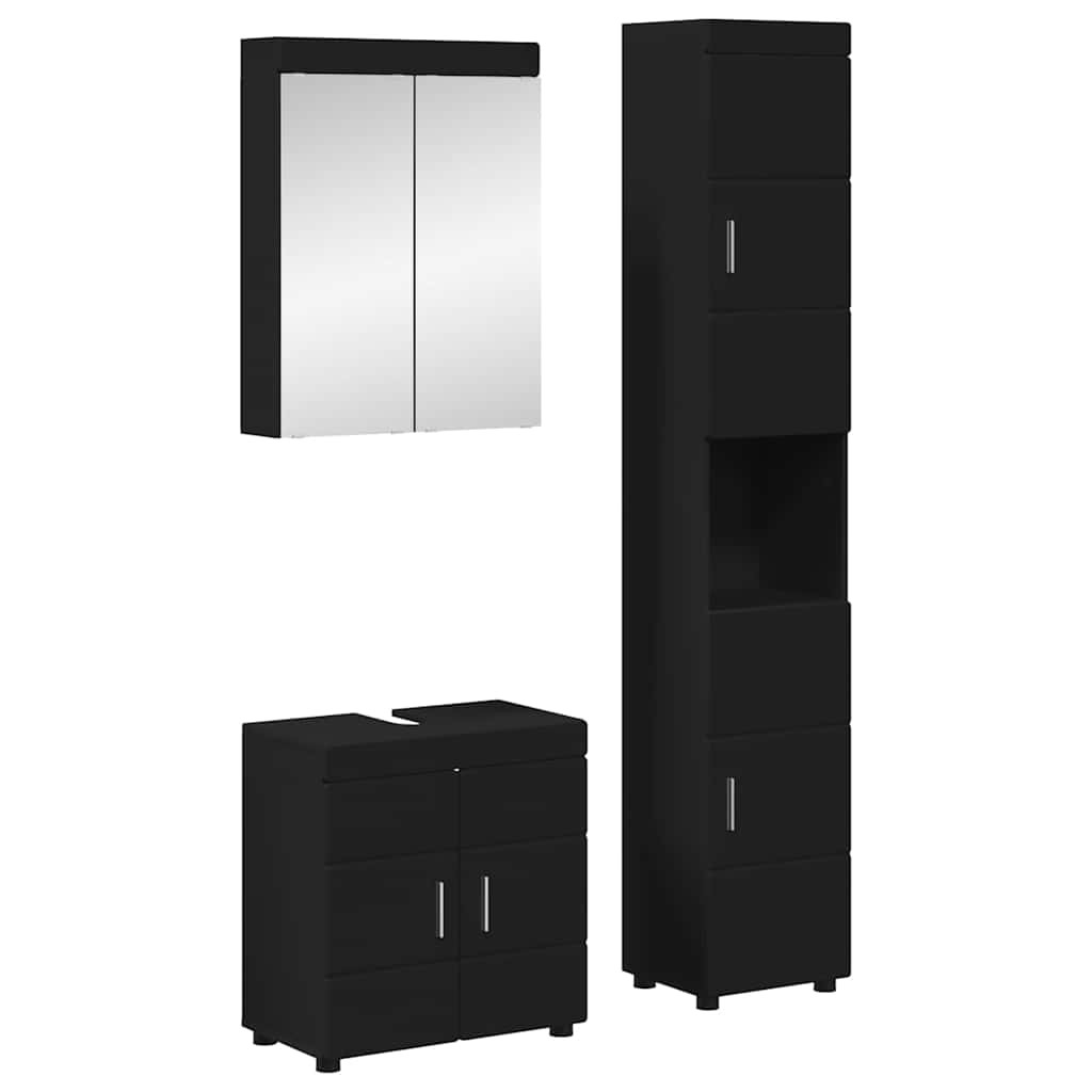 vidaXL Badezimmermöbel-Set TULUM 3 pcs Schwarz 60 x 34 x 63 cm