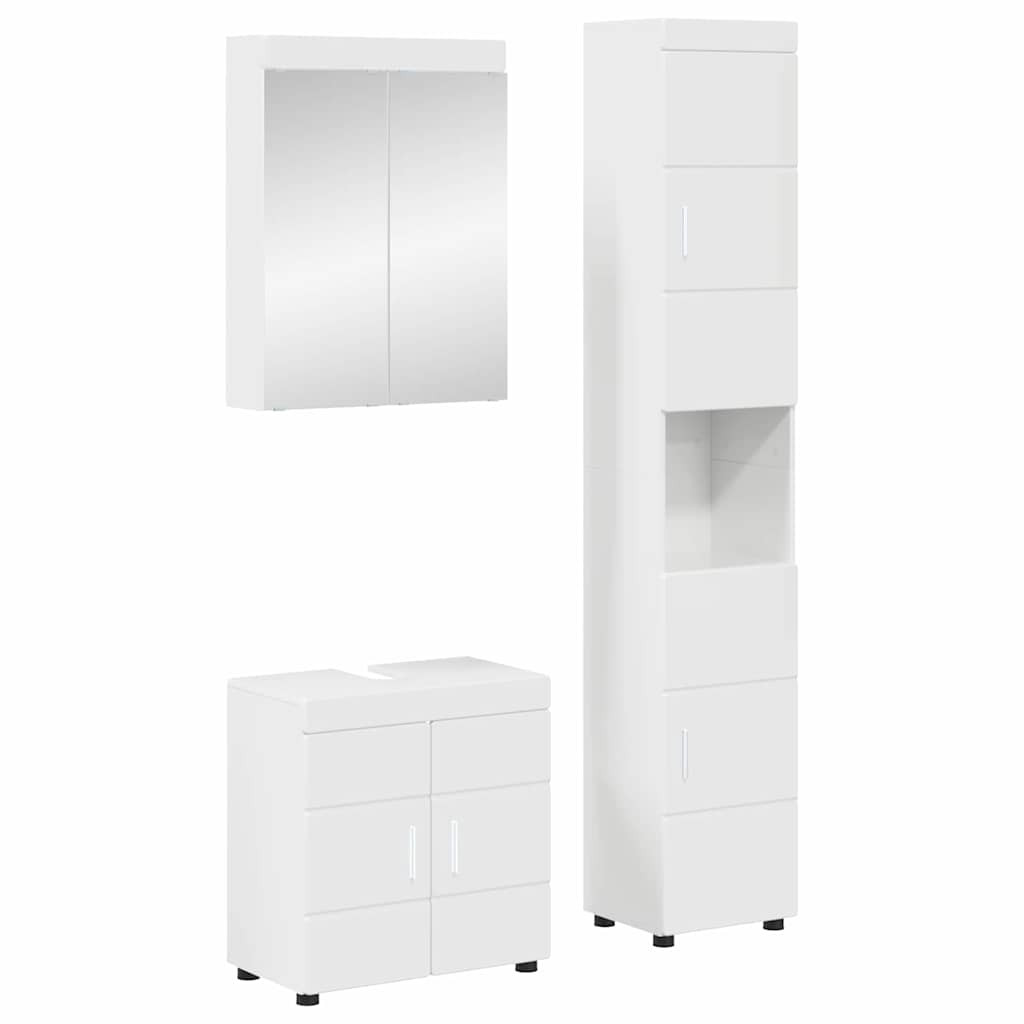 vidaXL Badezimmermöbel-Set TULUM 3 pcs Hochglanz Weiß 60 x 34 x 63 cm