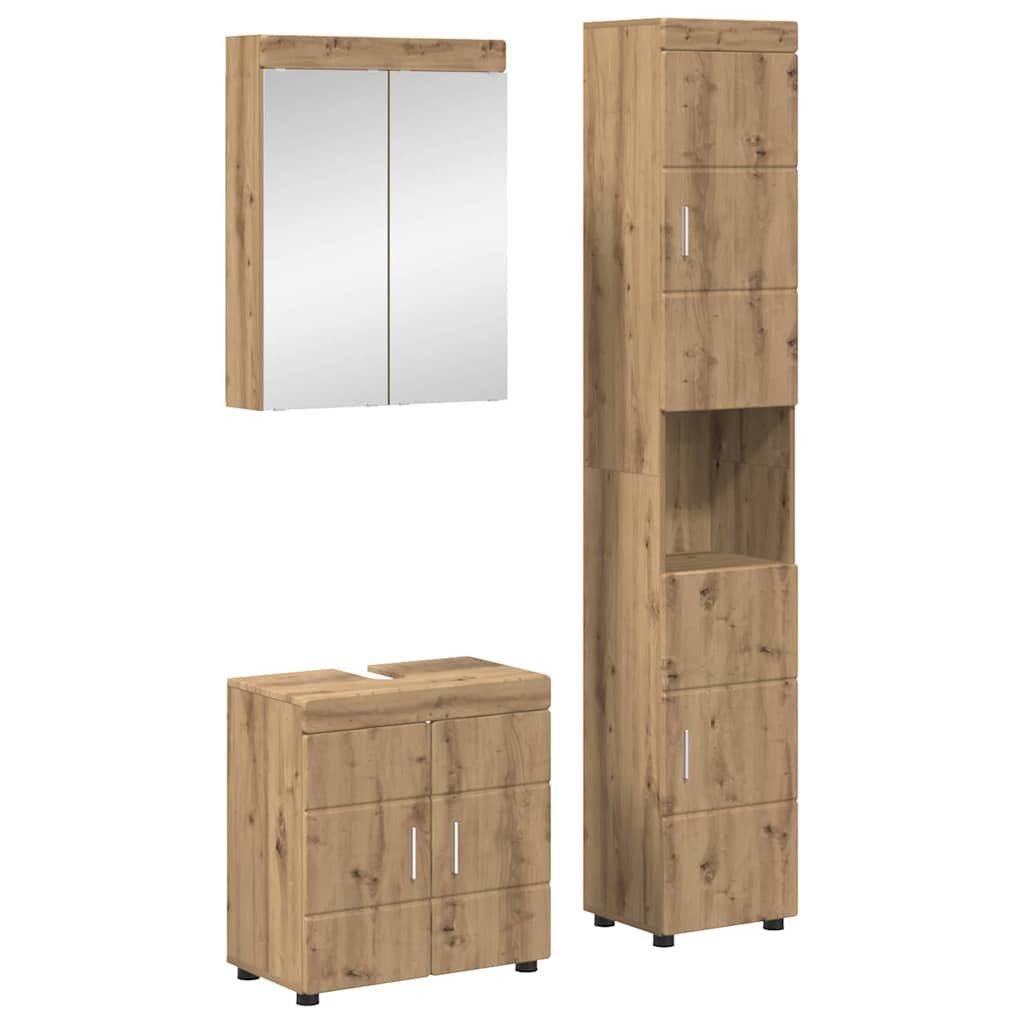 vidaXL Badezimmermöbel-Set TULUM 3 Stk. Artisan-Eiche 60 x 34 x 63 cm