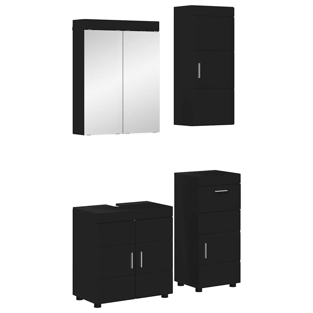 vidaXL Badezimmermöbel-Set TULUM 4 pcs Schwarz 60 x 34 x 63 cm