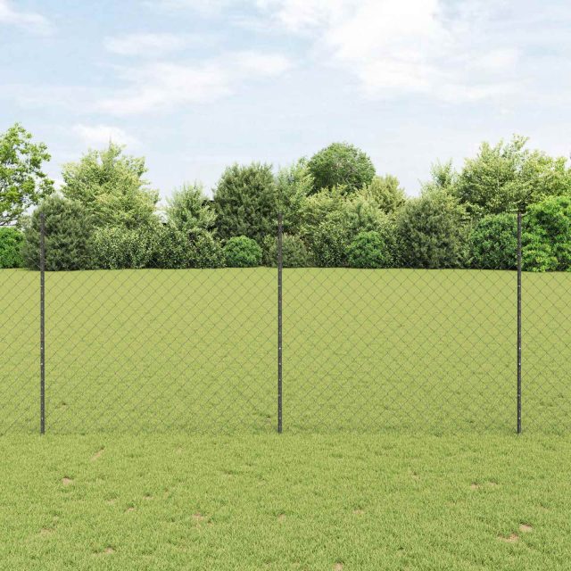 vidaXL Maschendrahtzaun mit Pfosten 25 x 1,4 m PVC-beschichteter Stahl