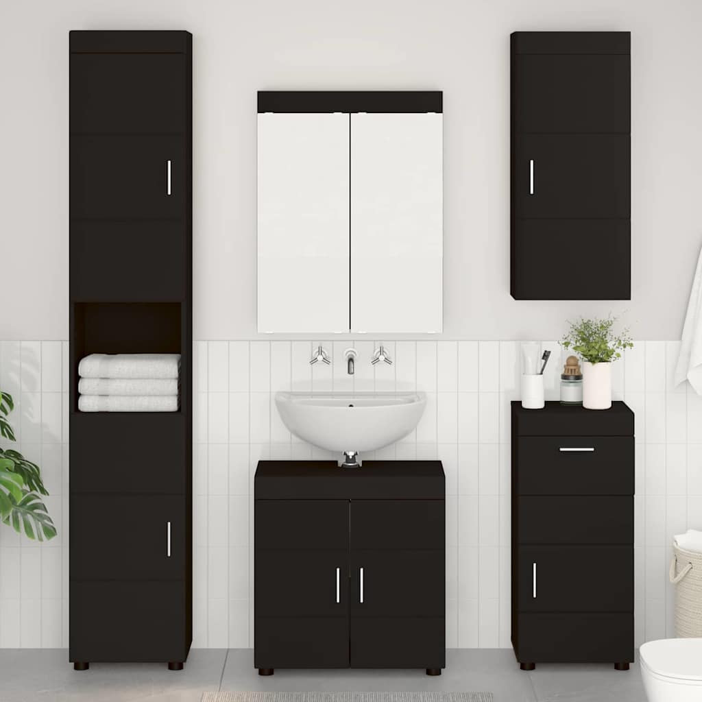 vidaXL Badezimmermöbel-Set TULUM 5 pcs Schwarz 60 x 34 x 63 cm