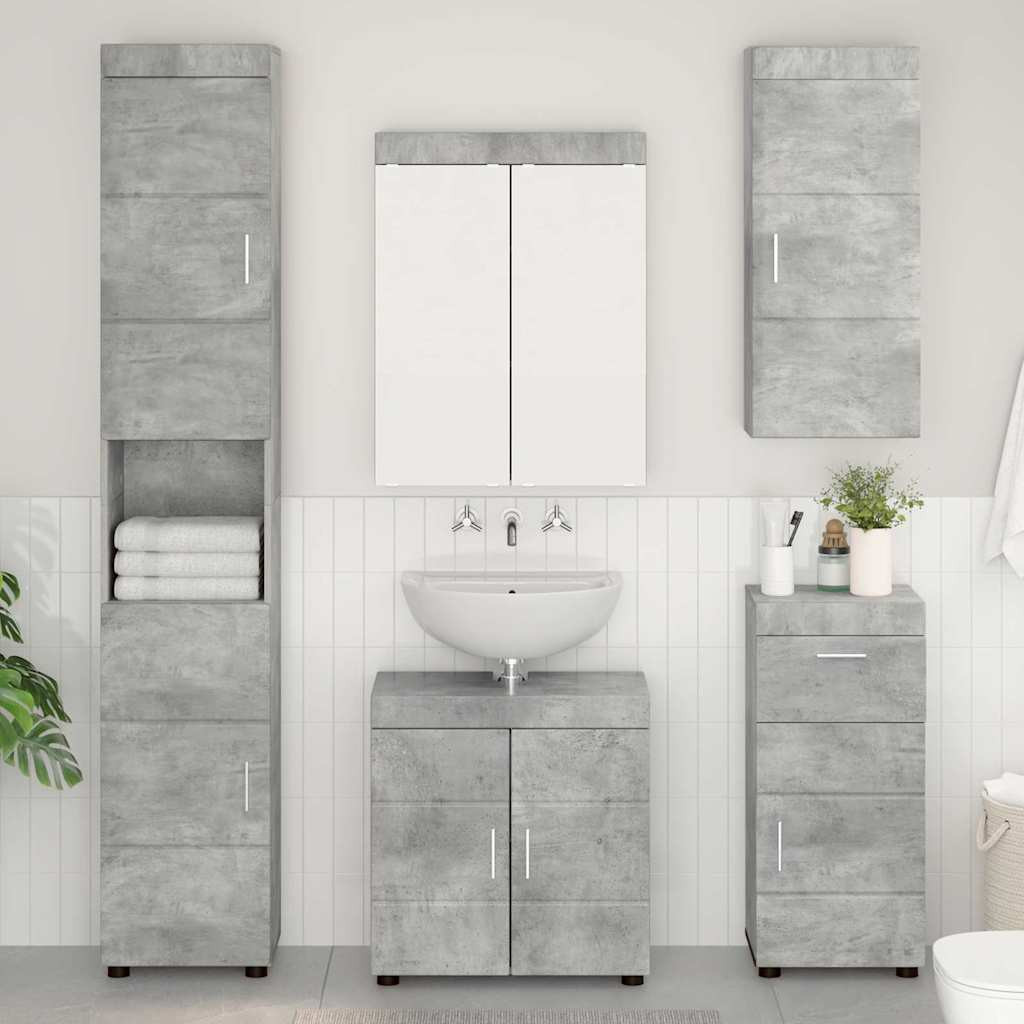 vidaXL Badezimmermöbel-Set TULUM 5 pcs Beton Grau 60 x 34 x 63 cm
