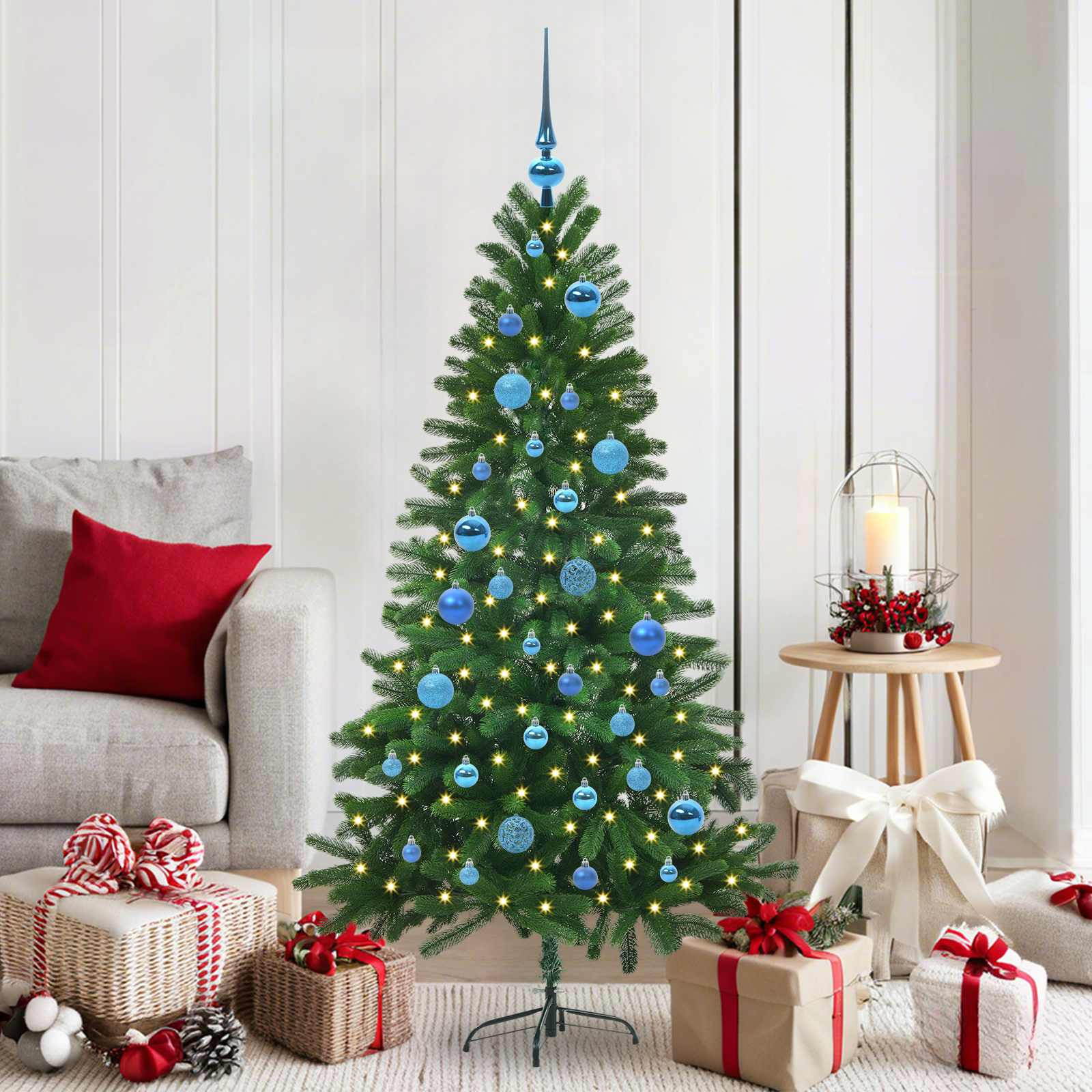 vidaXL Weihnachtsbaum mit 150 LEDs mit Ständer Grün 150 cm PE