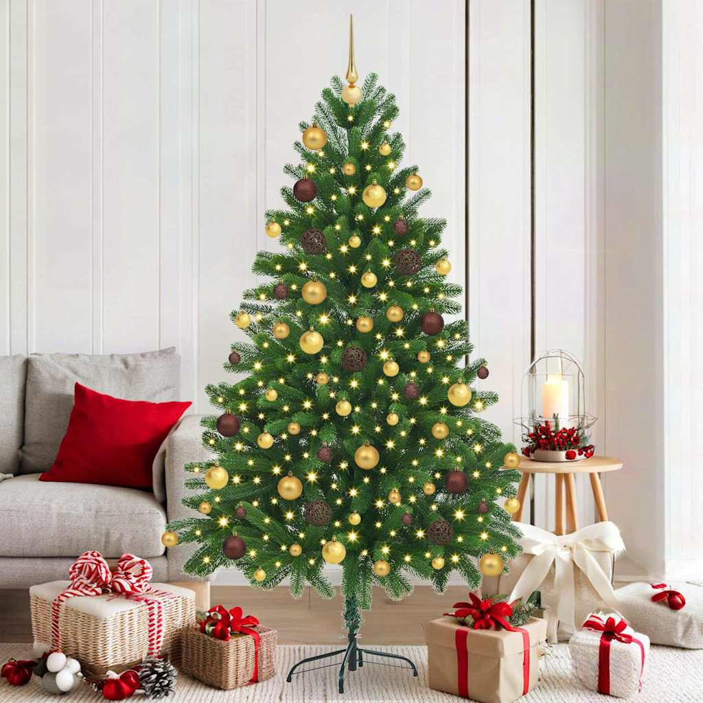 vidaXL Weihnachtsbaum mit 300 LEDs mit Ständer Grün 180 cm PE