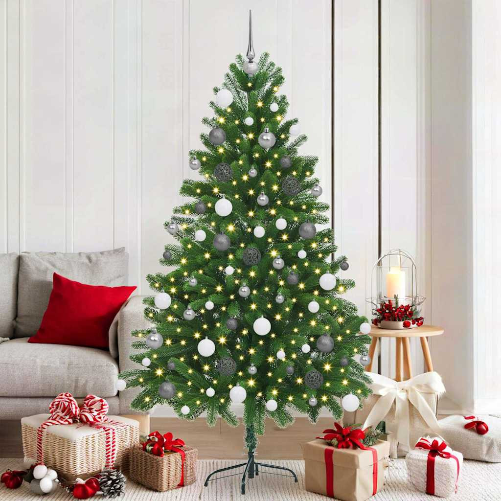 vidaXL Weihnachtsbaum mit 300 LEDs mit Ständer Grün 180 cm PE