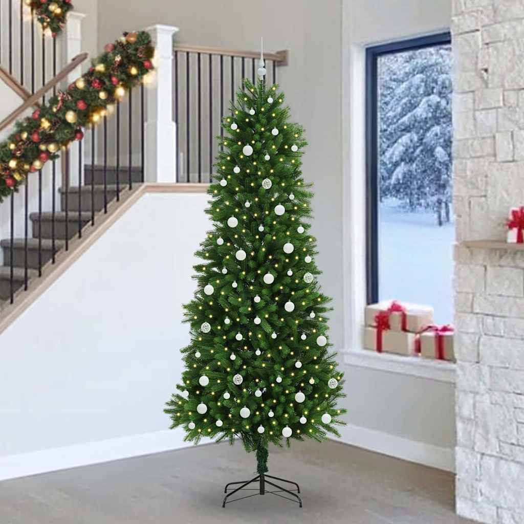 vidaXL Weihnachtsbaum mit 300 LEDs mit Ständer Grün 240 cm PE