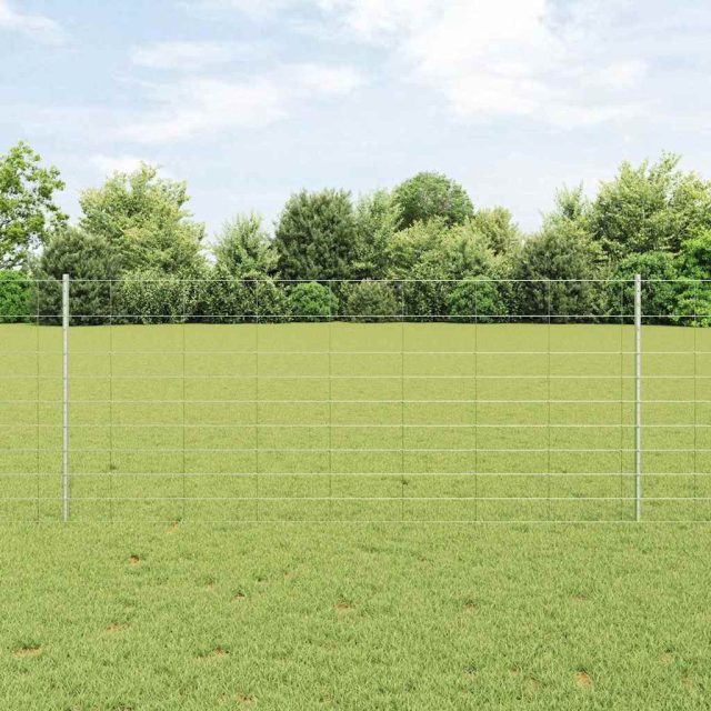 vidaXL Wildzaun mit Pfosten 50 x 1 m Verzinkter Stahl Silber Netz