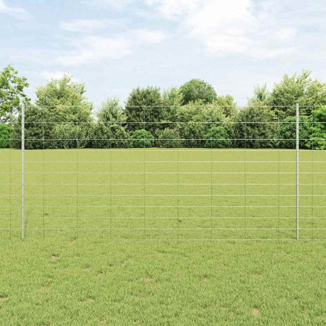 vidaXL Wildzaun mit Pfosten 50 x 1,2 m Verzinkter Stahl Silber Netz