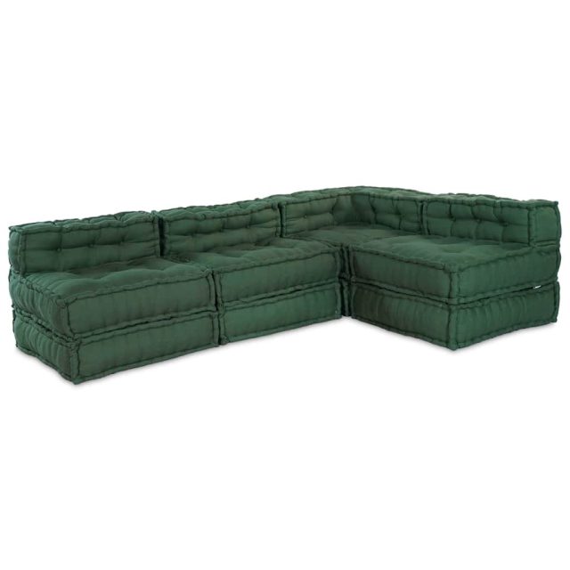 vidaXL Modulare Sofagarnitur 4 pcs Grün Stoff