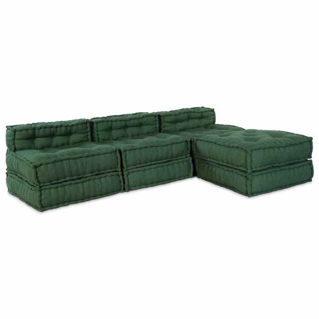 vidaXL Modulare Sofagarnitur 4 pcs Grün Stoff
