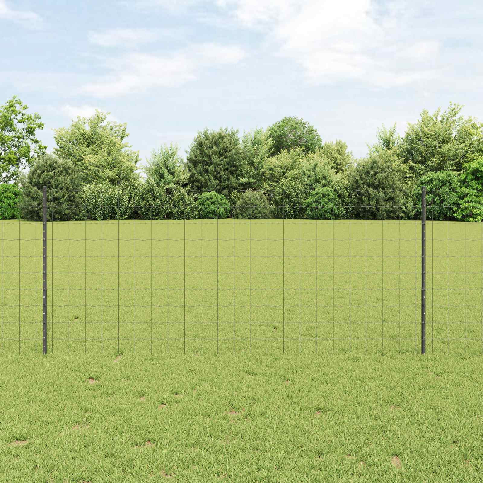 vidaXL Euro-Zaun mit Pfosten 25 x 1 m PVC-beschichteter Stahl Grau