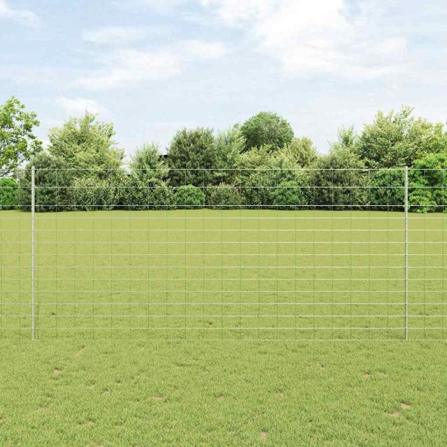 vidaXL Wildzaun mit Pfosten 50 x 1,4 m Verzinkter Stahl Silber Netz