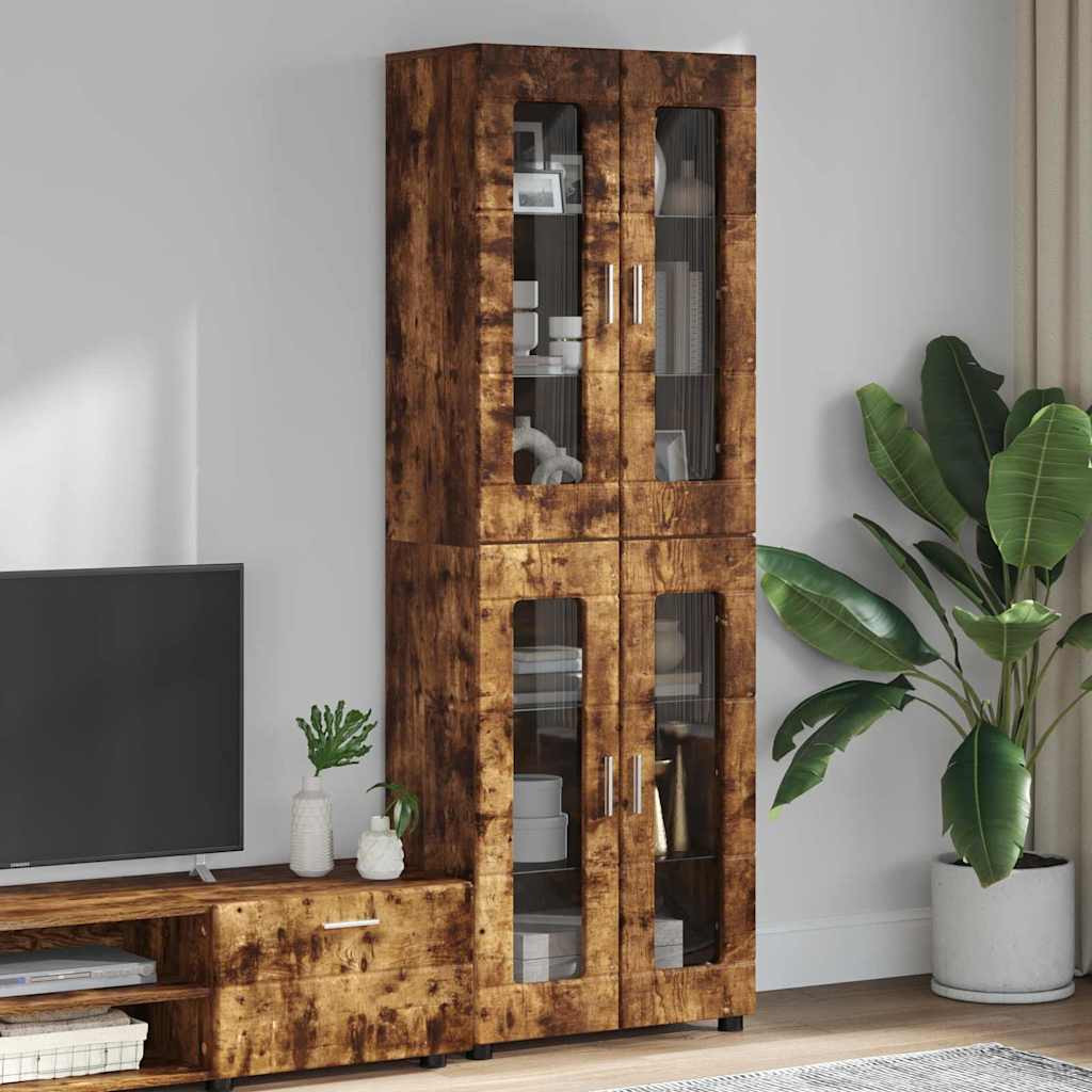 vidaXL Highboard mit Regal FLORIN Geräucherte Eiche 60 x 35 x 182 cm