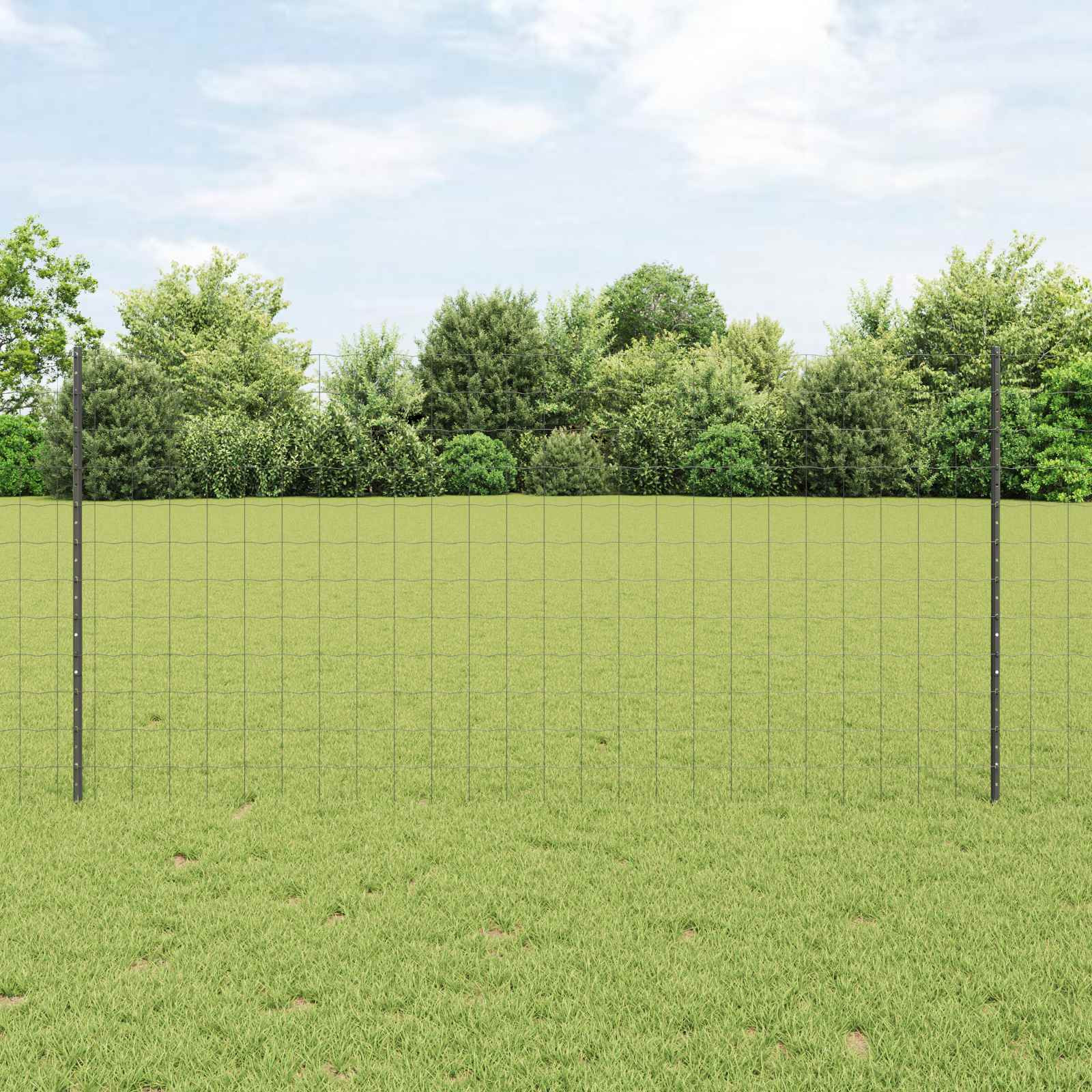 vidaXL Euro-Zaun mit Pfosten 25 x 1,2 m PVC-beschichteter Stahl Grau