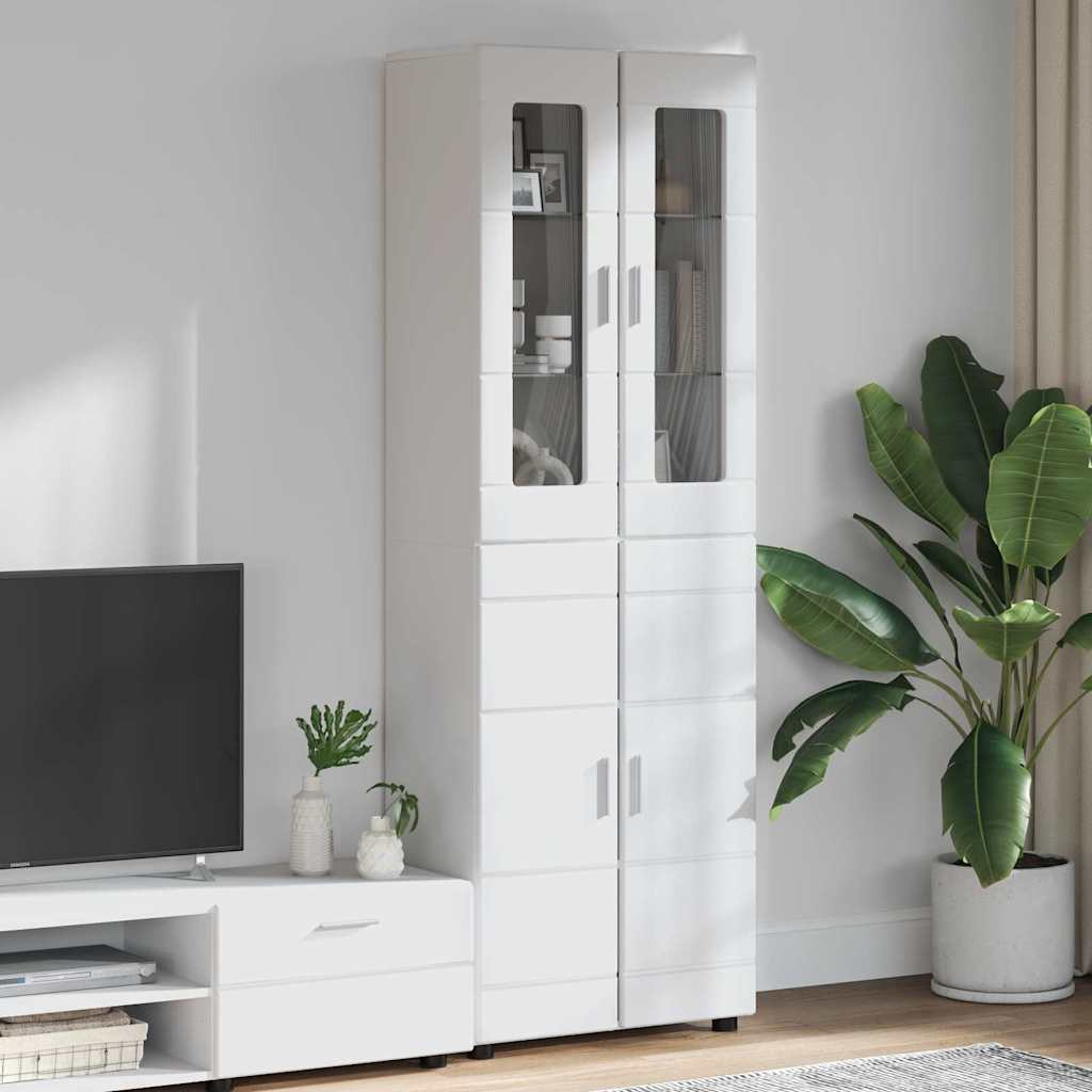 vidaXL Highboard FLORIN Hochglanz Weiß 60 x 35 x 182 cm Holzwerkstoff