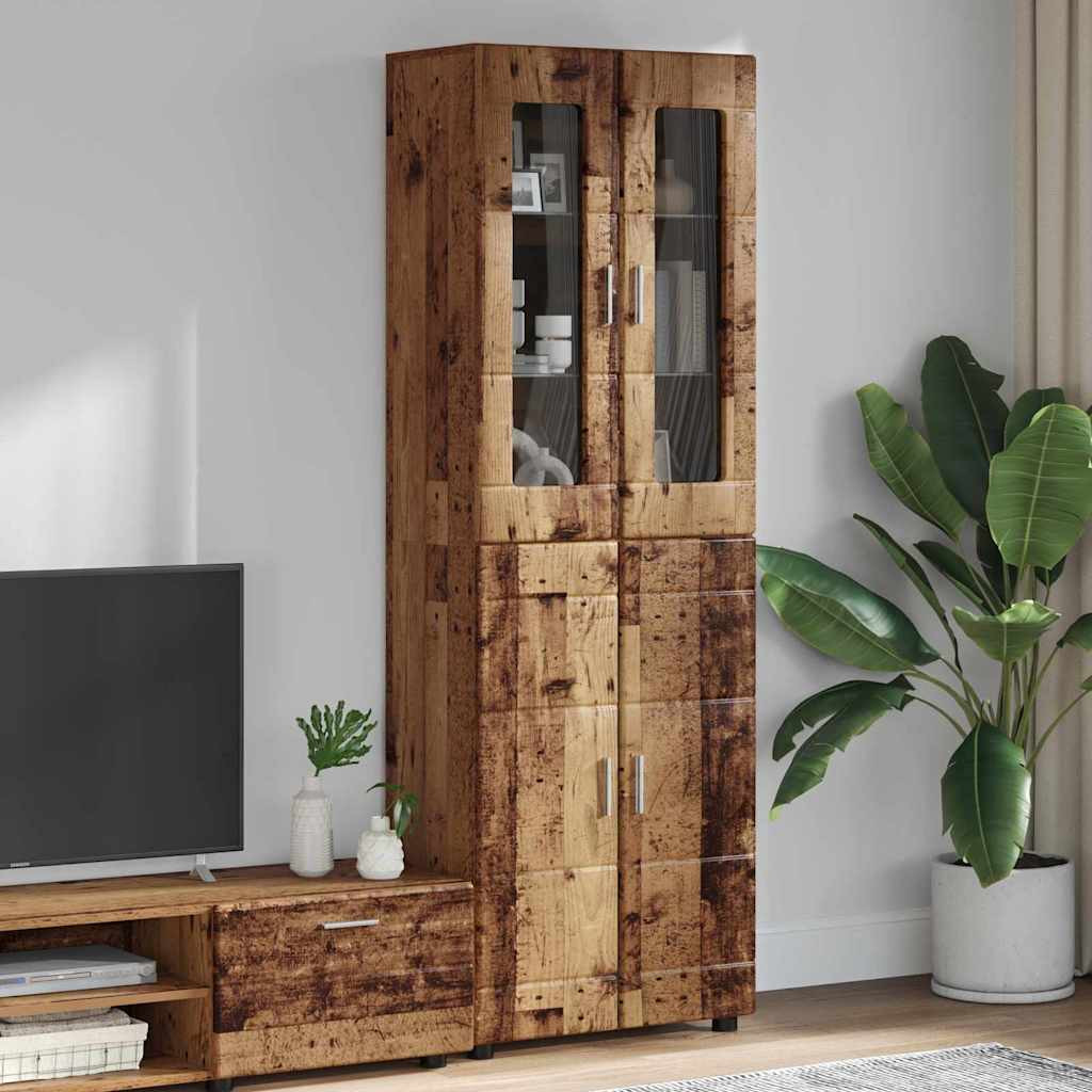 vidaXL Highboard mit Tür FLORIN Altholz 60 x 35 x 182 cm Holzwerkstoff