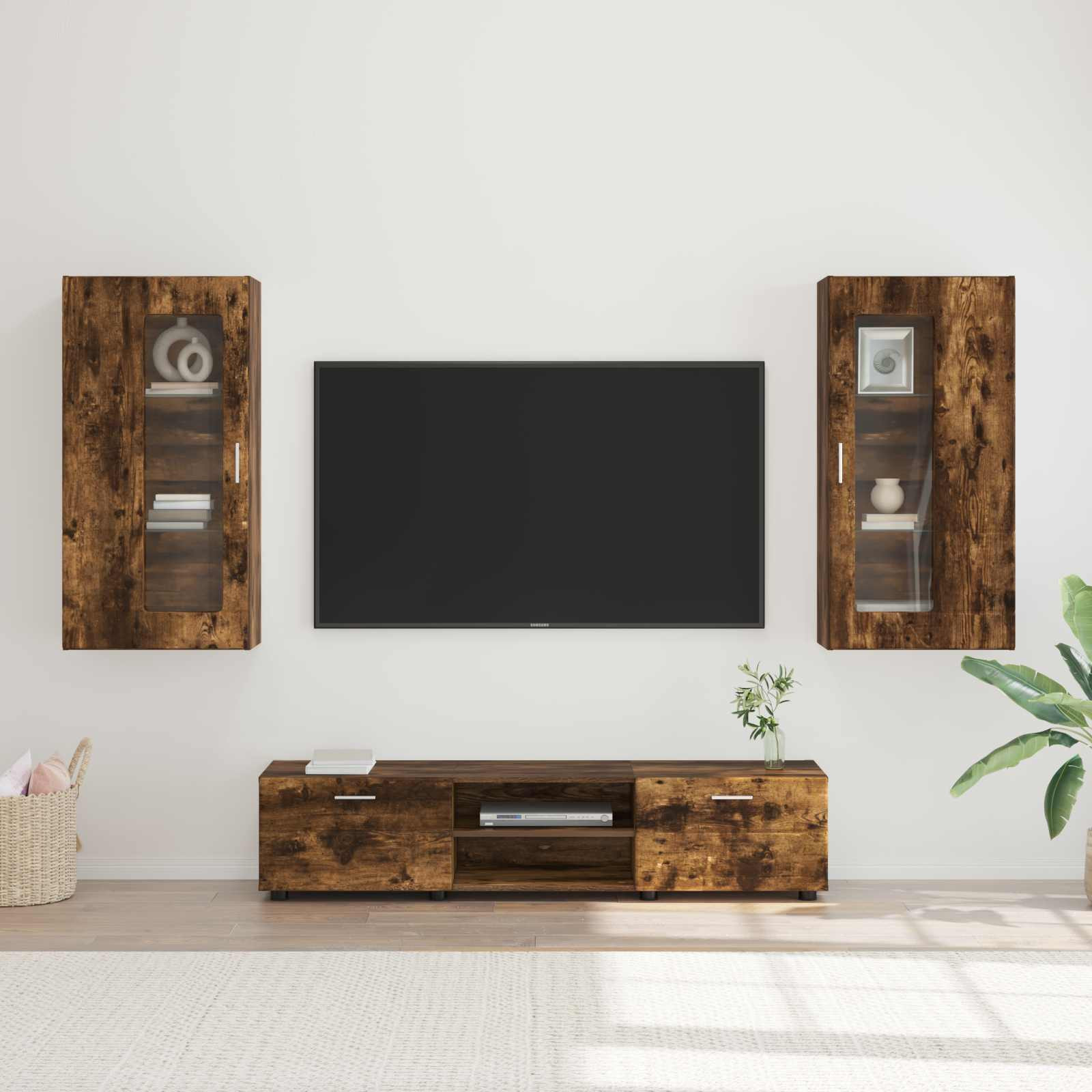 vidaXL TV-Schrankset FLORIN 3 pcs Geräucherte Eiche Holzwerkstoff