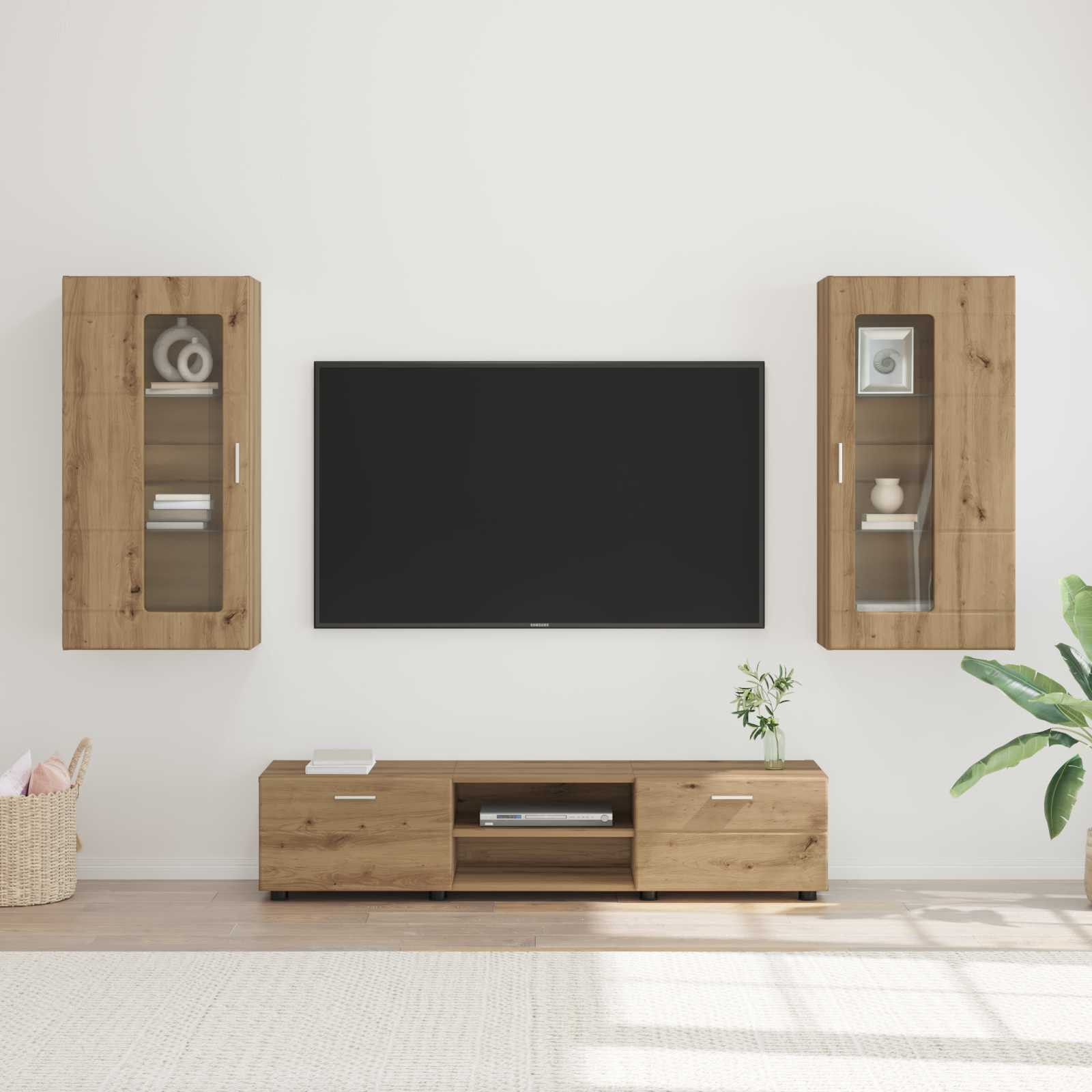 vidaXL TV-Schrankset FLORIN 3 pcs Artisan-Eiche Holzwerkstoff