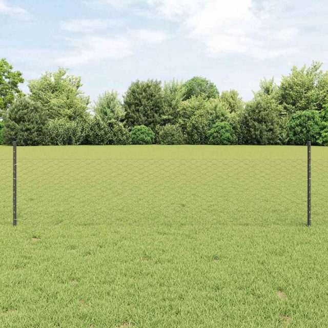 vidaXL Sechseckzaun mit Pfosten 50 x 0,5 m PVC-beschichteter Stahl