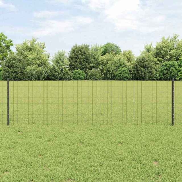 vidaXL Euro-Zaun mit Pfosten 50 x 0,6 m PVC-beschichteter Stahl Grau