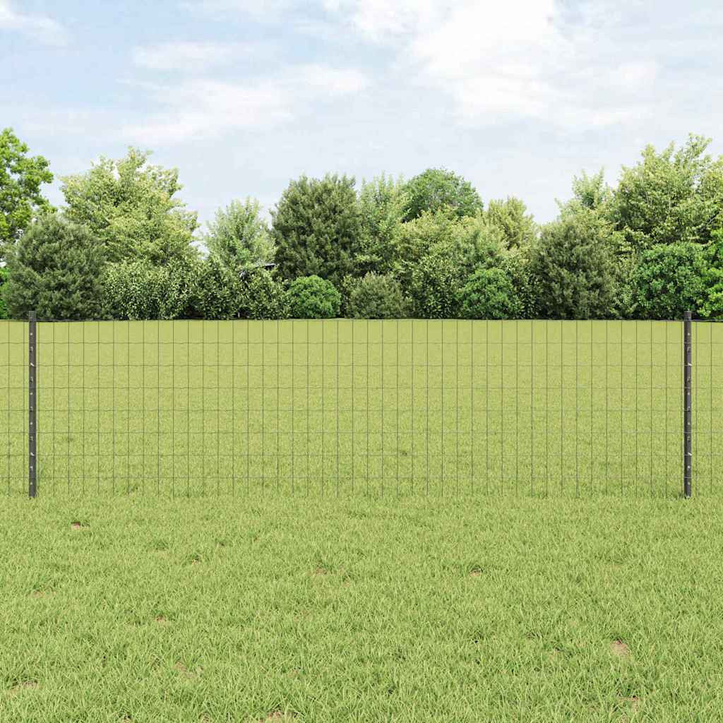vidaXL Euro-Zaun mit Pfosten 50 x 0,6 m PVC-beschichteter Stahl Grau