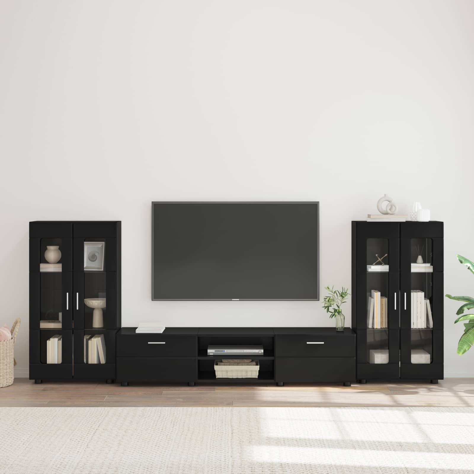 vidaXL TV-Schrankset mit Schubladen FLORIN 3 pcs Schwarz Holzwerkstoff