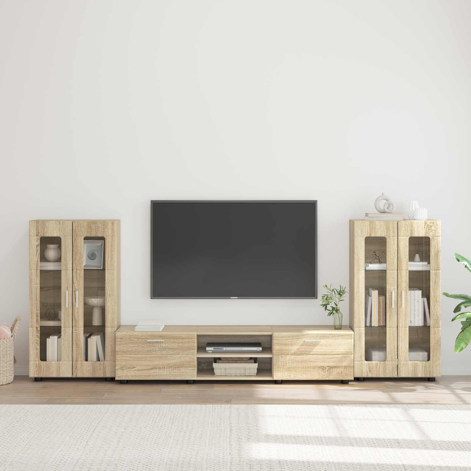 vidaXL TV-Schrankset mit Regal FLORIN 3 pcs Sonoma-Eiche Holzwerkstoff