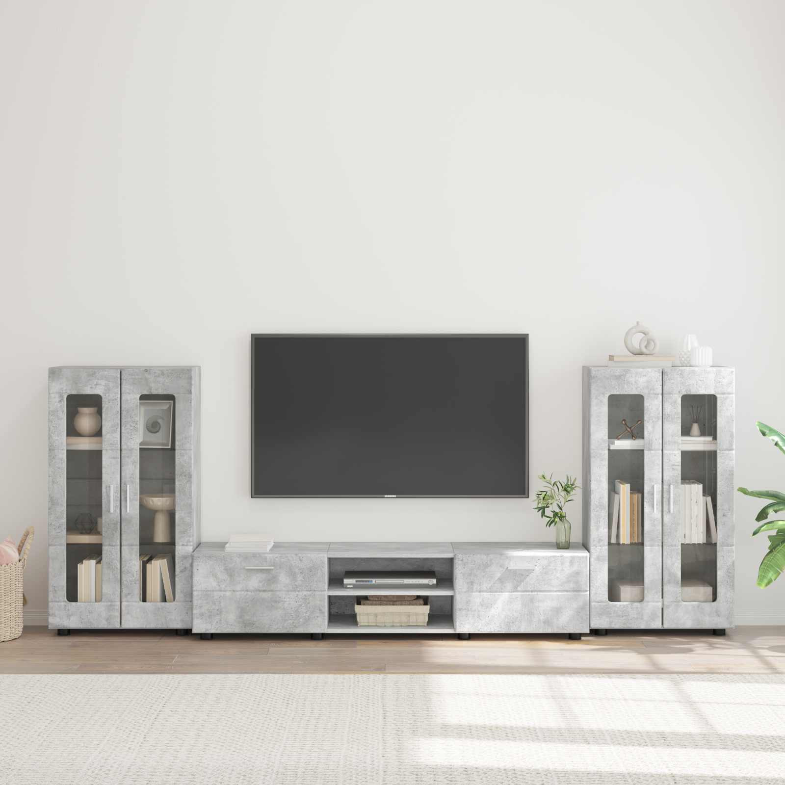 vidaXL TV-Schrankset mit Regal FLORIN 3 pcs Beton Grau Holzwerkstoff