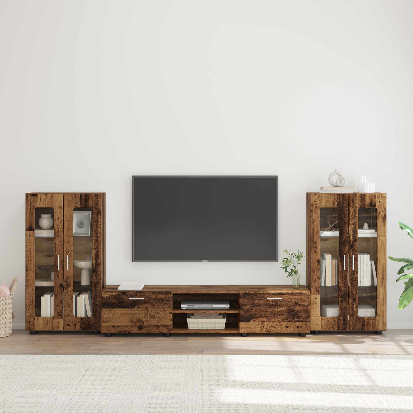 vidaXL TV-Schrankset mit Schubladen FLORIN 3 pcs Altholz Holzwerkstoff