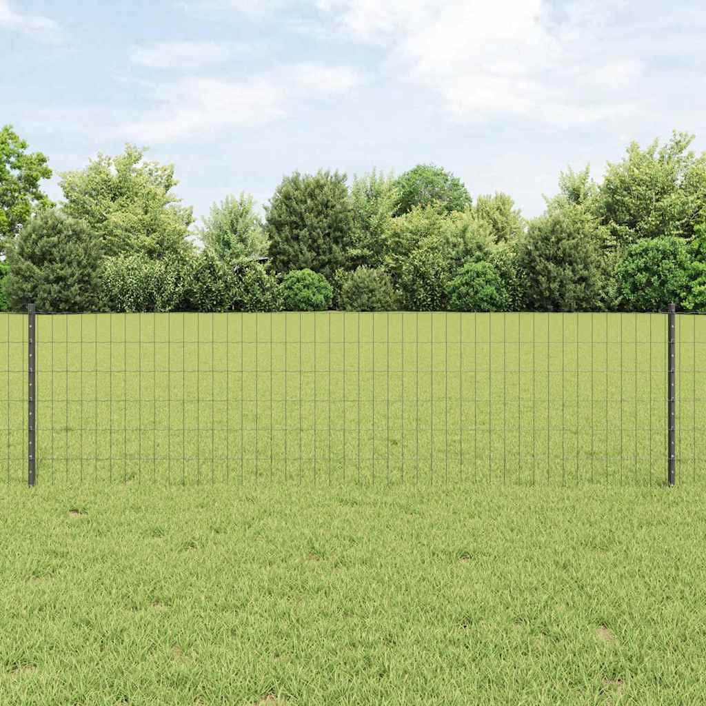 vidaXL Euro-Zaun mit Pfosten 50 x 0,6 m PVC-beschichteter Stahl Grau