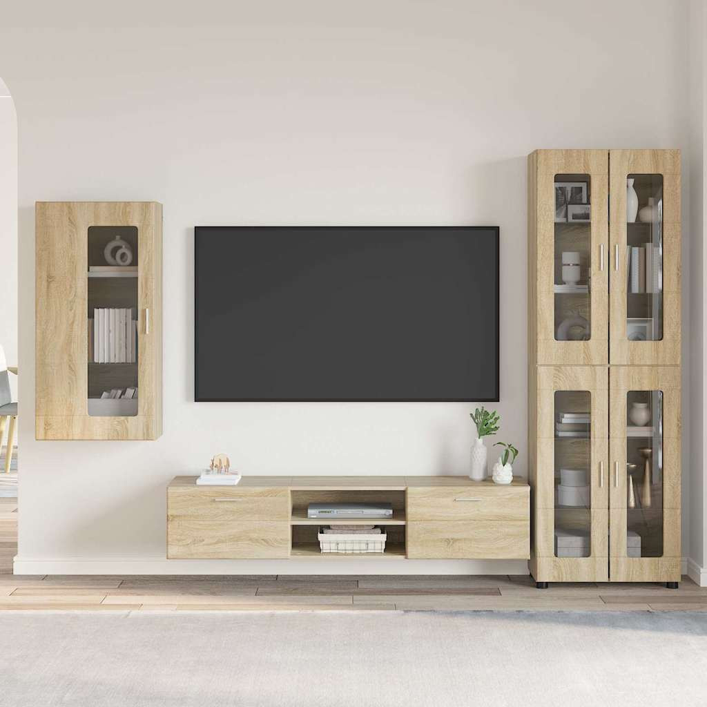 vidaXL TV-Schrankset mit Regal FLORIN 3 pcs Sonoma-Eiche Holzwerkstoff