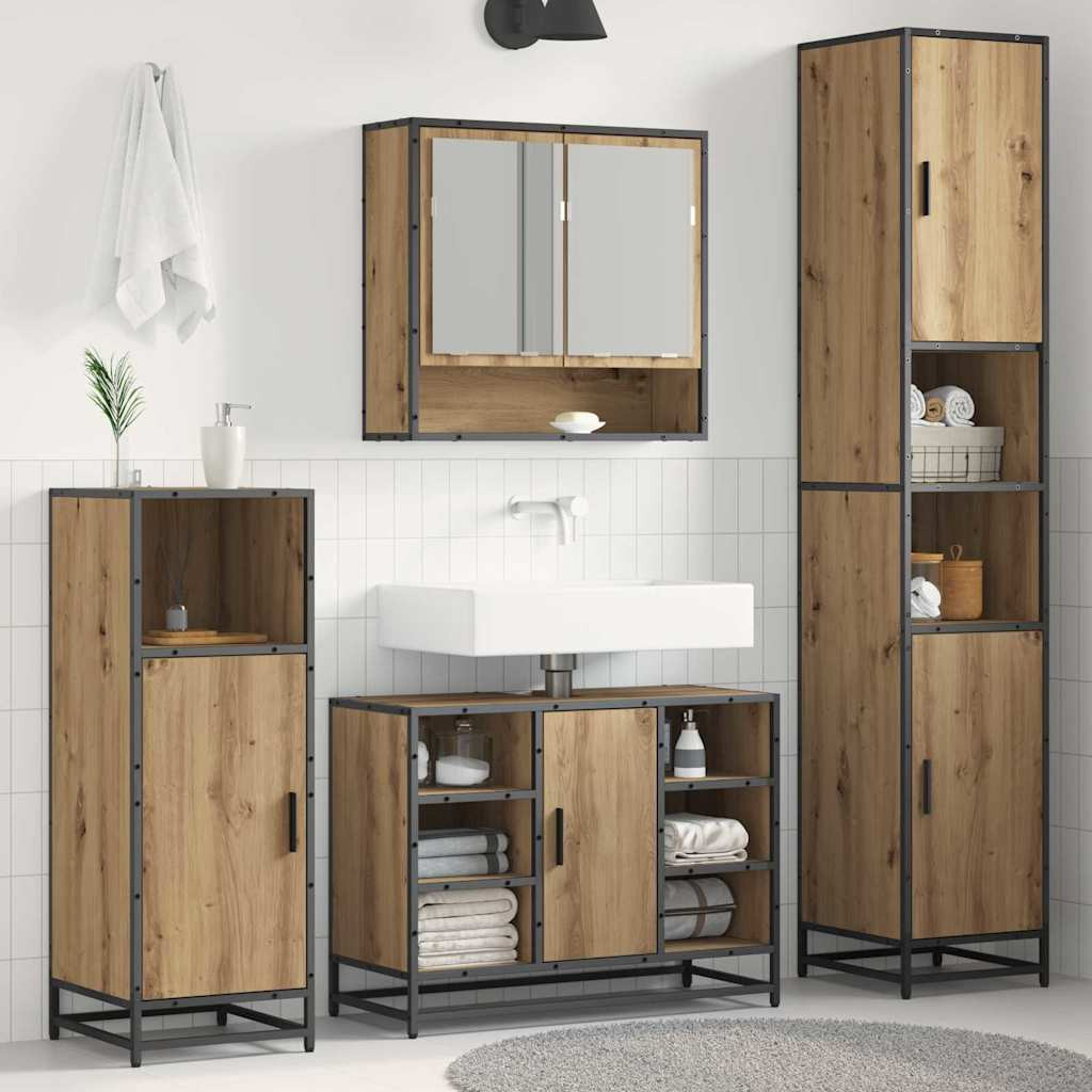 vidaXL Badezimmermöbel-Set Artisan-Eiche 35 x 37,5 x 188,5 cm