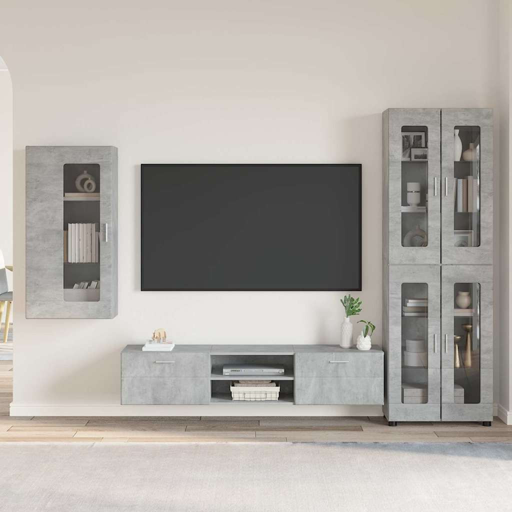vidaXL TV-Schrankset mit Regal FLORIN 3 pcs Beton Grau Holzwerkstoff