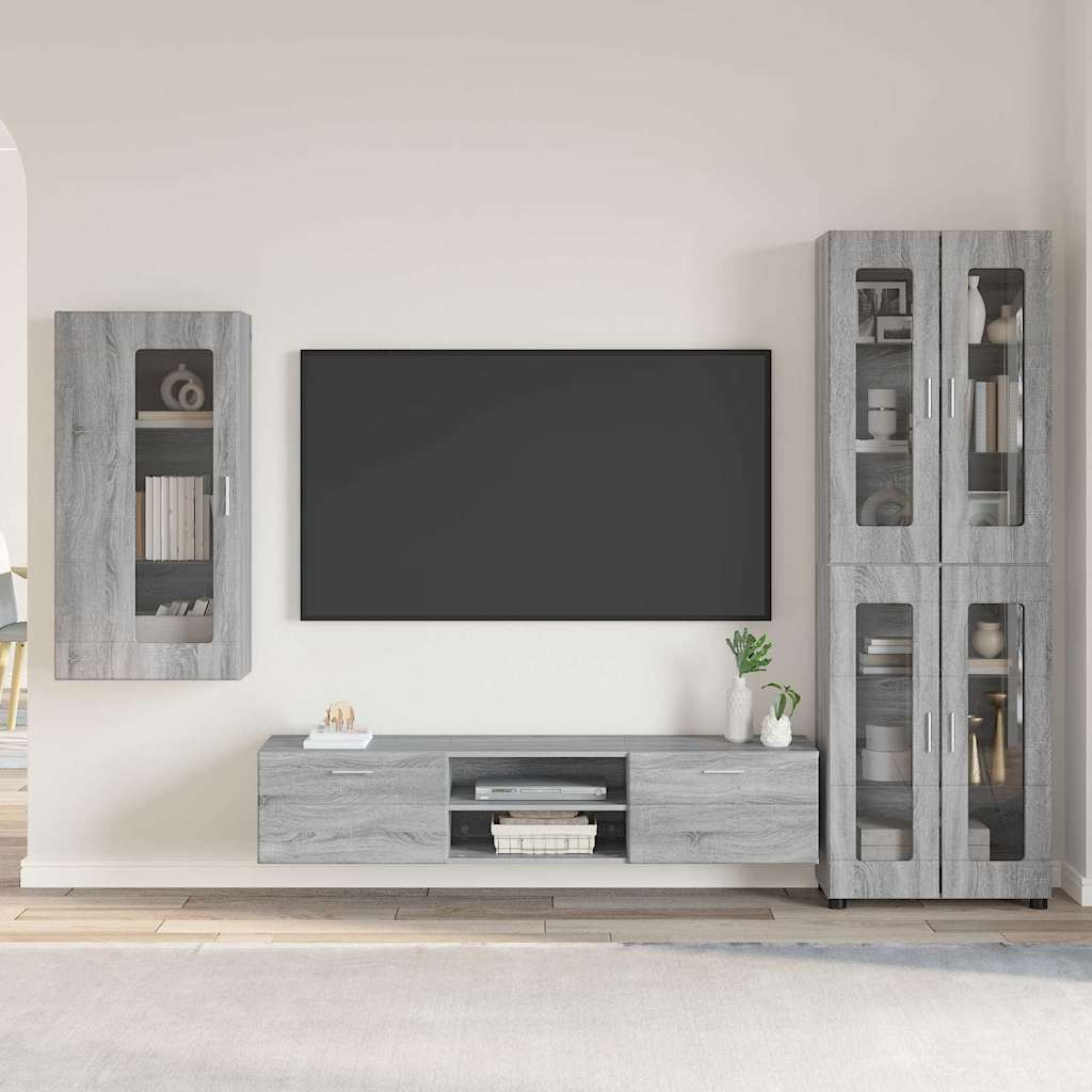 vidaXL TV-Schrankset mit Tür FLORIN 3 pcs Graues Sonoma Holzwerkstoff