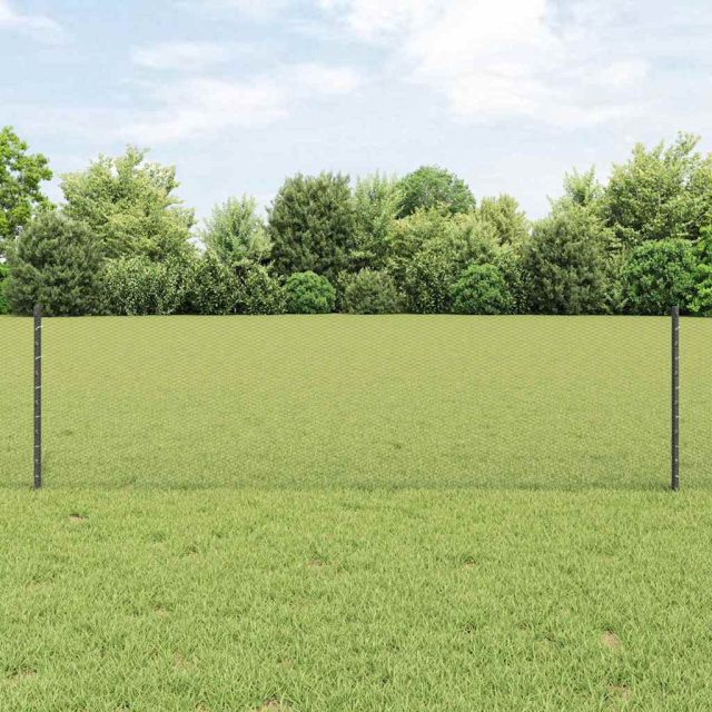 vidaXL Sechseckzaun mit Pfosten 50 x 0,6 m PVC-beschichteter Stahl
