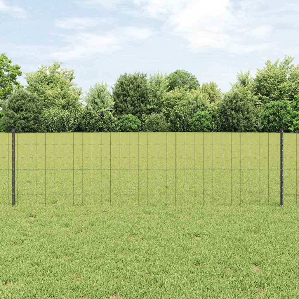 vidaXL Euro-Zaun mit Pfosten 50 x 0,6 m PVC-beschichteter Stahl Grau