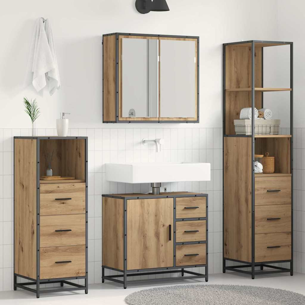 vidaXL Badezimmermöbel-Set 4 Stk. Artisan-Eiche 65 x 33 x 60 cm