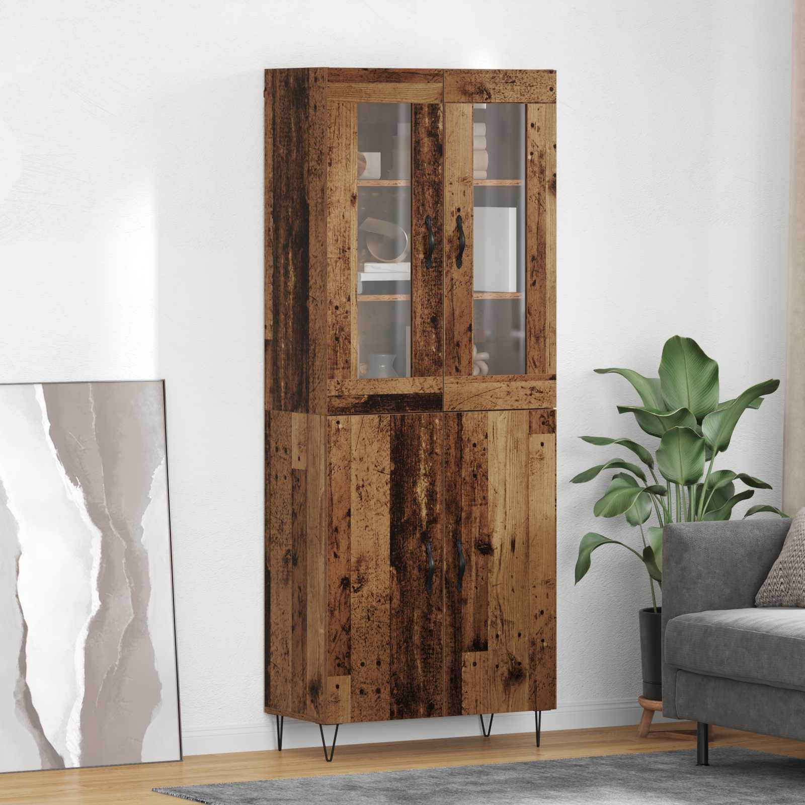 vidaXL Highboard Altholz 69,5 x 34 x 180 cm Holzwerkstoff