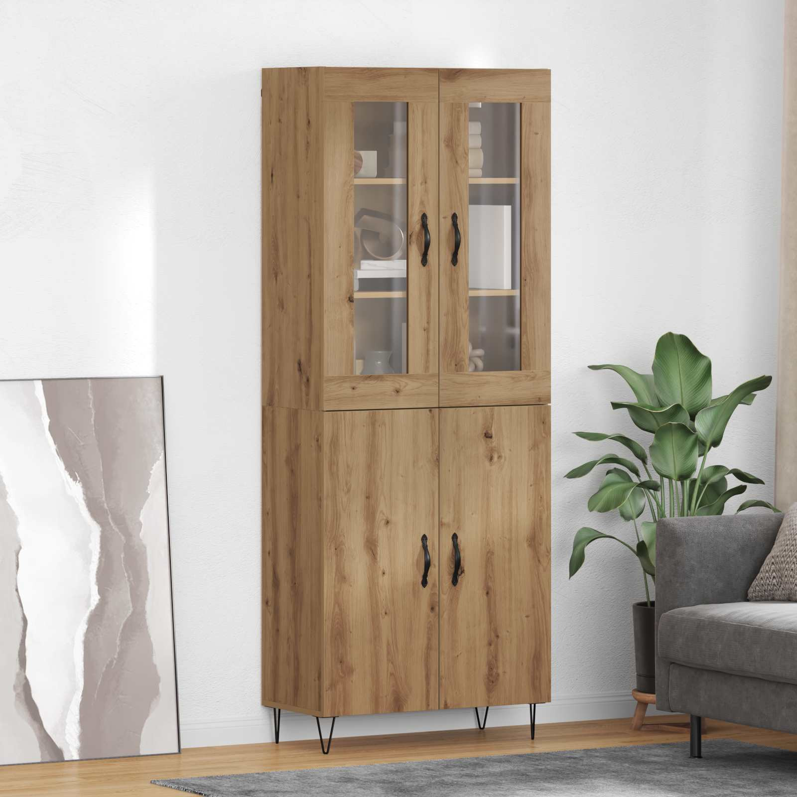 vidaXL Highboard Artisan-Eiche 69,5 x 34 x 90 cm Holzwerkstoff