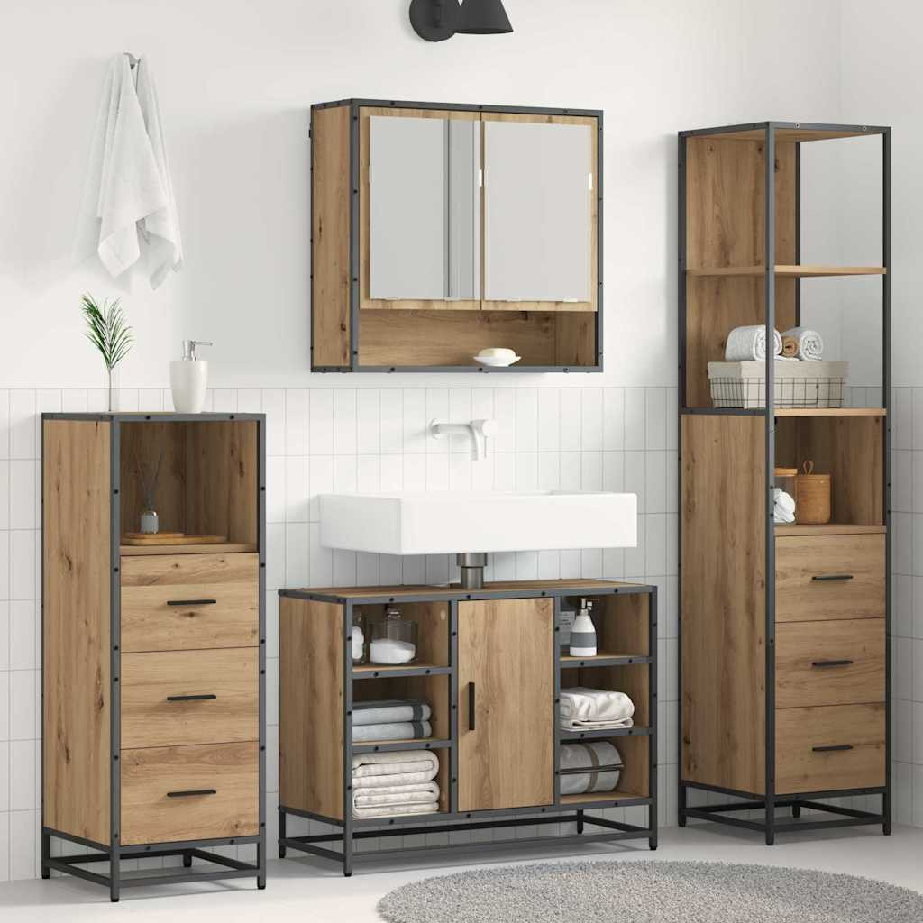 vidaXL Badezimmermöbel-Set 4 Stk. Artisan-Eiche 80 x 33 x 60 cm