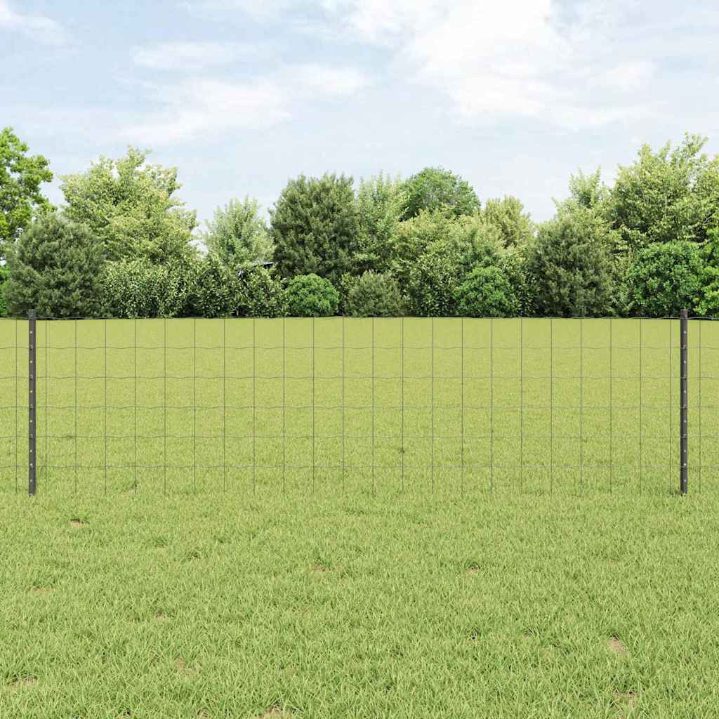vidaXL Euro-Zaun mit Pfosten 50 x 0,6 m PVC-beschichteter Stahl Grau