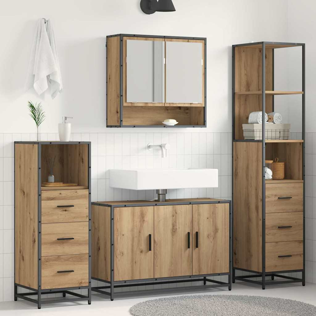 vidaXL Badezimmermöbel-Set 4 Stk. Artisan-Eiche 90 x 33 x 60 cm
