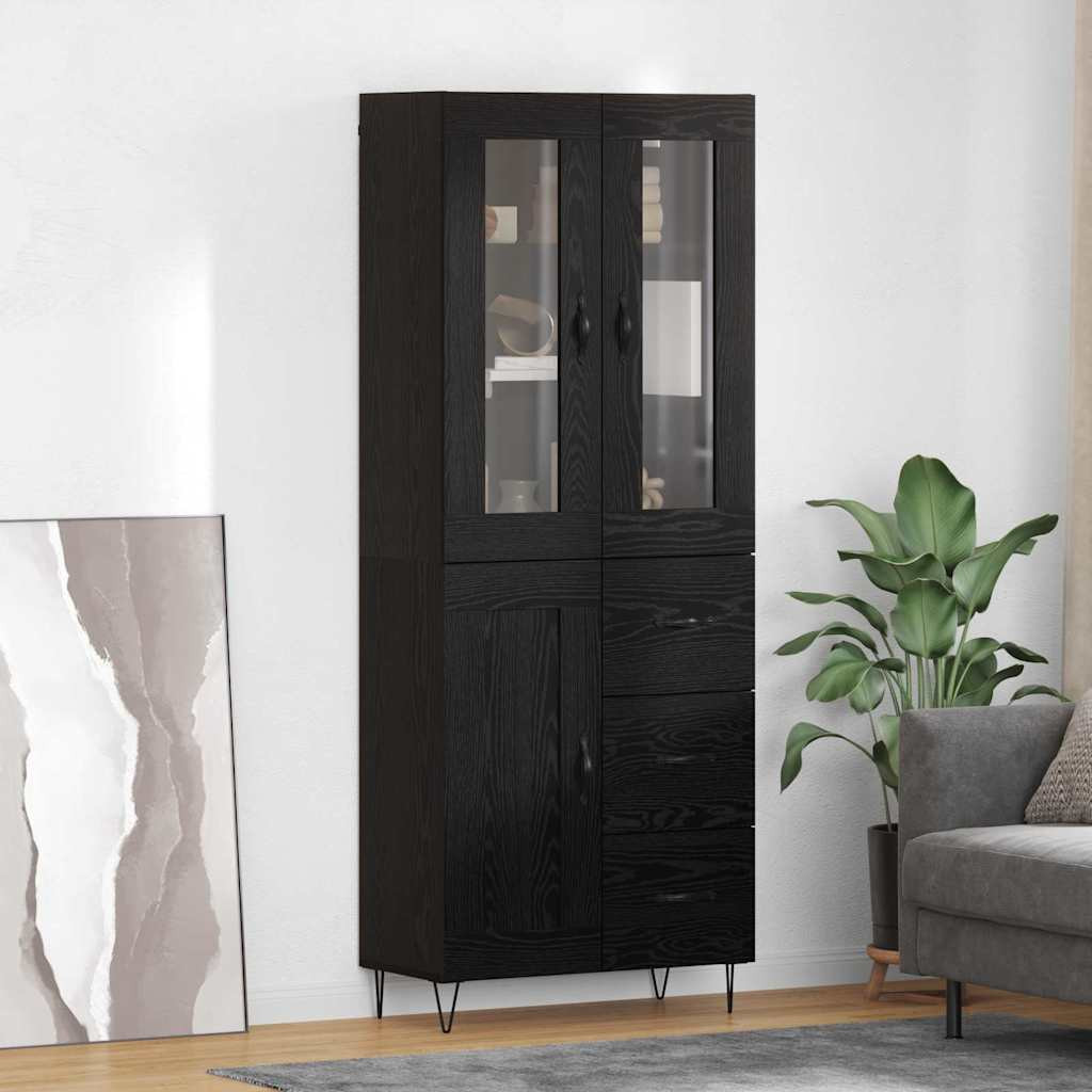 vidaXL Highboard Schwarz Eichen-Optik 69,5 x 34 x 90 cm Holzwerkstoff