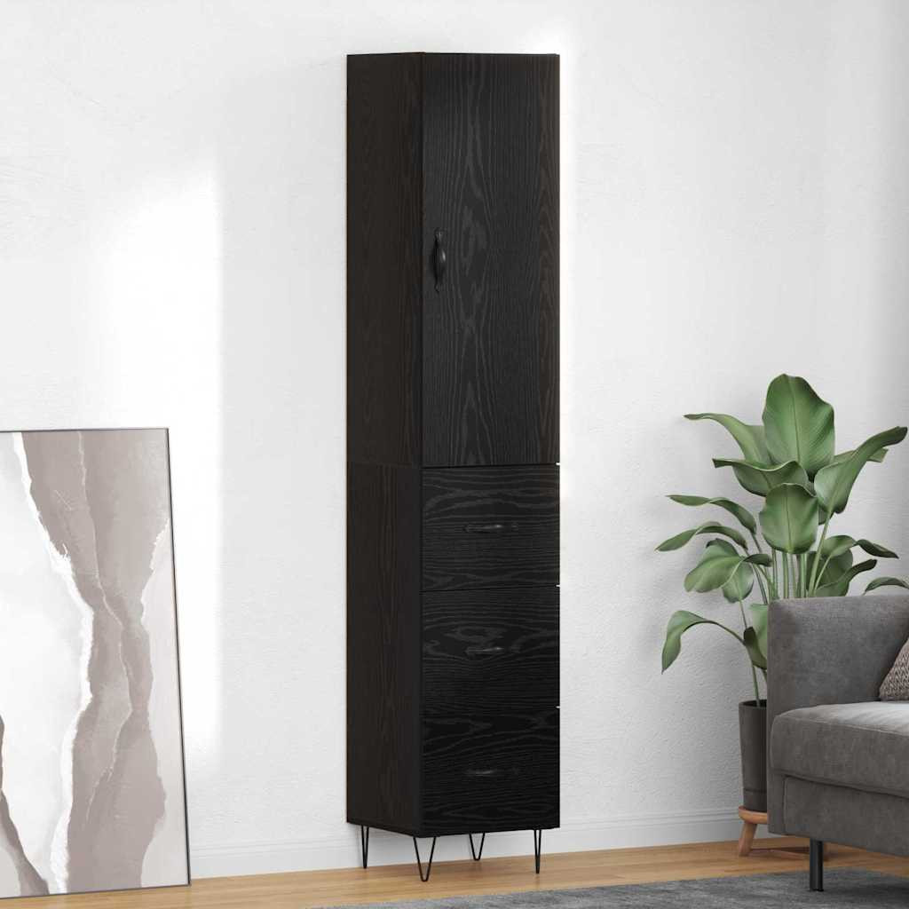 vidaXL Highboard Schwarz Eichen-Optik 34,5 x 34 x 90 cm Holzwerkstoff
