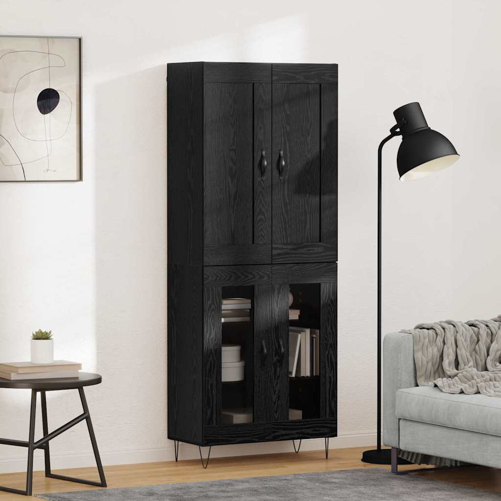 vidaXL Highboard Schwarz Eichen-Optik 69,5 x 34 x 180 cm Holzwerkstoff